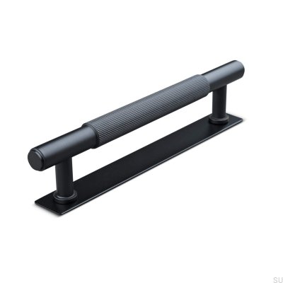Tirador para mueble rectangular Salo Stripe 128, metal, negro mate