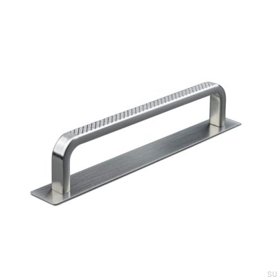 Tirador para mueble alargado con arandela Gardone 128 Plata Cepillada
