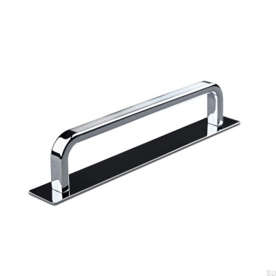Tirador para mueble longitudinal con arandela Gardone Stripe 128, cromo brillo