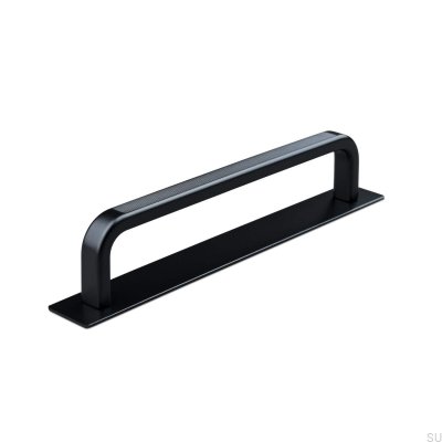 Tirador para mueble alargado con arandela Gardone Stripe 128, Metal, Negro mate