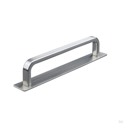Tirador para mueble alargado con almohadilla Gardone Stripe 128 plata cepillada