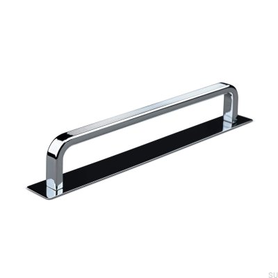 Tirador para mueble rectangular con almohadilla Gardone Stripe 160, Cromo pulido
