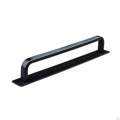 Tirador para mueble rectangular con arandela Gardone 160 Stripe Metal Negro Mate