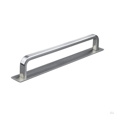 Tirador para mueble longitudinal Gardone 160 Stripe Brushed Silver con arandela