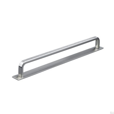 Tirador para mueble alargado con arandela Gardone 224 Plata Cepillada