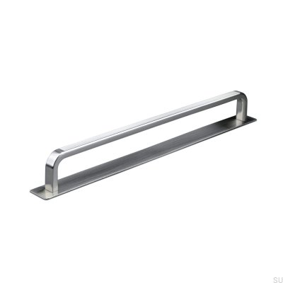 Tirador para mueble alargado con almohadilla Gardone Stripe 224 plata cepillada