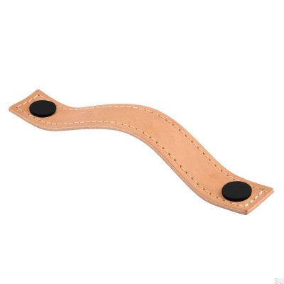 Tirador para mueble alargado Aviano 128 Cuero Marrón Claro con Negro
