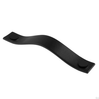 Tirador para mueble rectangular Levanto 128 Cuero Negro y Negro