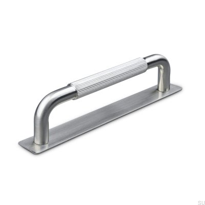 Tirador para mueble rectangular Perugia Stripe 128 Plata Cepillada