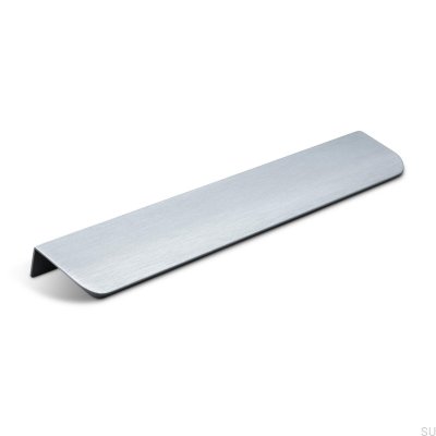 Tirador para mueble con borde Poppi 232, plata cepillada
