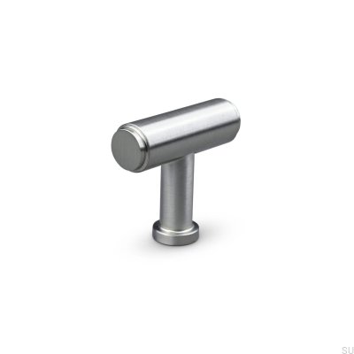 Pomo para muebles de metal T-Bar Salo, color plata cepillada