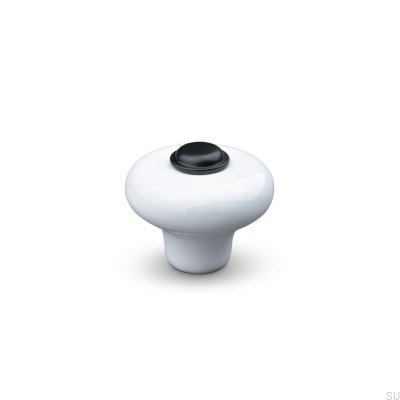 Pomo para mueble Verna 2024 36, Porcelana, Blanco y Negro