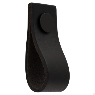 Pomo para muebles de cuero Loop Ari negro con negro