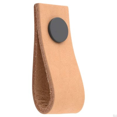 Pomo para muebles de cuero Loop Ari, marrón claro con negro