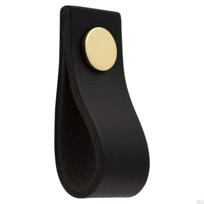 Pomo para muebles de cuero Loop Ari, negro y dorado