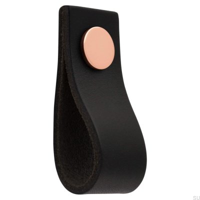 Pomo para muebles de cuero Loop Ari negro con cobre