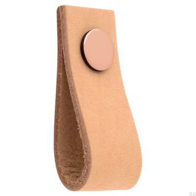 Pomo para muebles de cuero Loop Ari, marrón claro con cobre