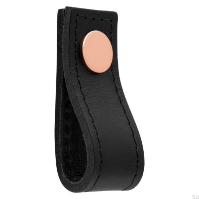 Pomo para mueble Loop Avio de piel negro con cobre