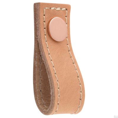 Pomo para muebles de cuero Loop Avio, marrón claro con cobre