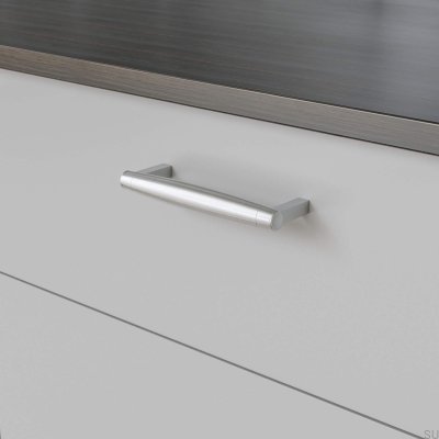 Tirador para mueble alargado Hjo 128, plata cepillada