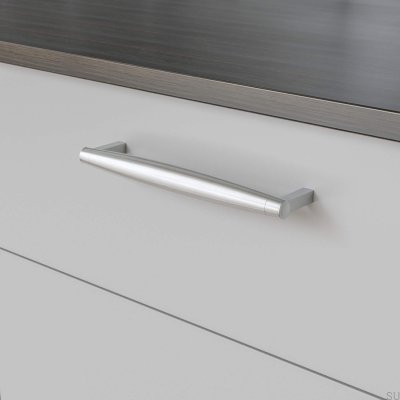 Tirador para mueble alargado Hjo 192, plata cepillada