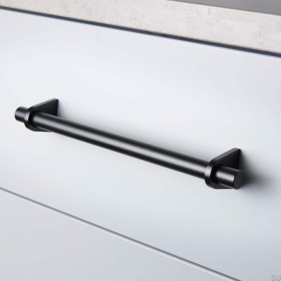 Tirador para mueble alargado Marstrand 220, metal, negro mate