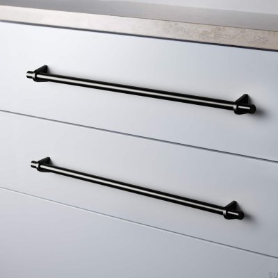 Tirador para mueble alargado Marstrand 420, metal, negro mate