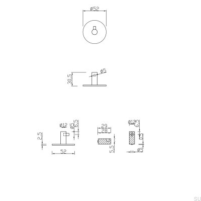 Tours 52-1 Colgador de pared plateado cepillado