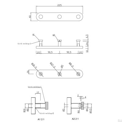 Colgador de pared Dijon 225-3, cromo pulido