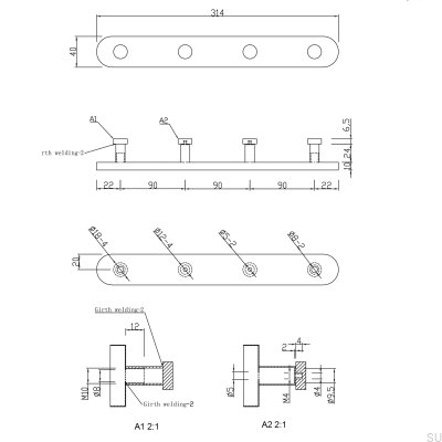 Colgador de pared Dijon 314-4, cromo pulido