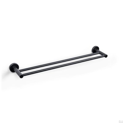Toallero doble Dijon de metal, negro mate