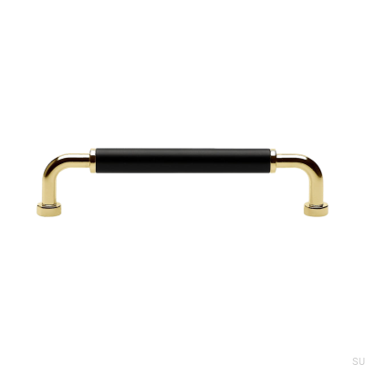 Tirador para mueble largo Brohult M 128 Polished Gold with Black
