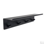 606065-41  Wieszak ścienny z półką Base Stalowy Czarny Mat