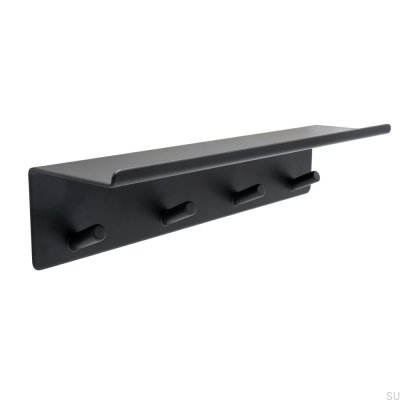 Perchero de pared con estante, Base, Acero negro mate