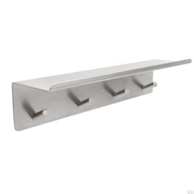 Perchero de pared con base de acero cepillado con estante