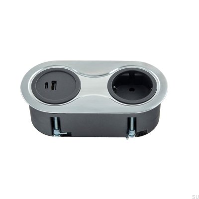 Toma USB Doble Infini Plata Cepillada