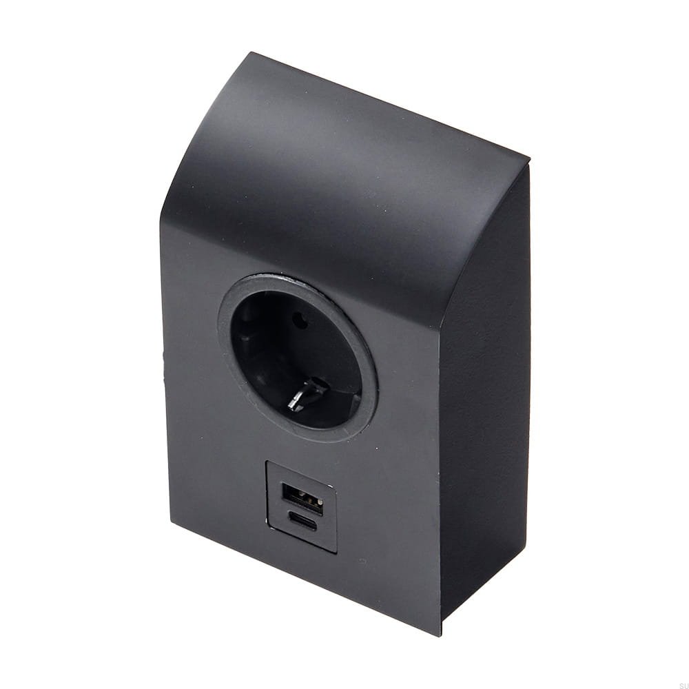 989021 Gniazdo pojedyncze z USB Mini Born Czarne Matowe
