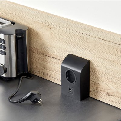 Toma USB individual Mini Born Negro Mate