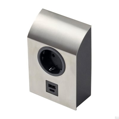 Toma individual con USB Mini Born Plata Cepillado