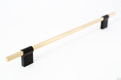 Tirador para mueble rectangular Line Mix 224 Latón cepillado, sin pintar con negro