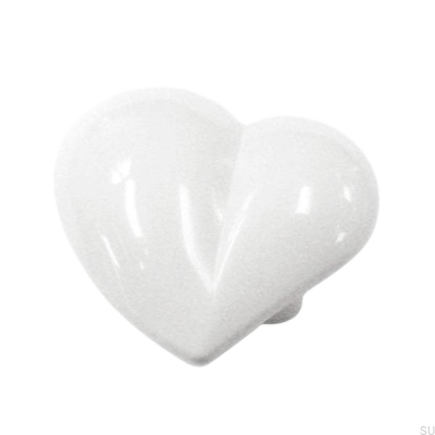 Pomo para mueble corazón blanco