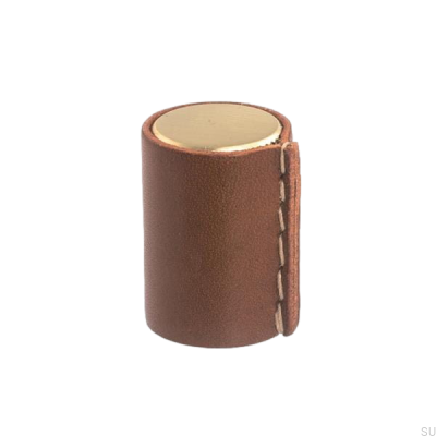 Pomo para mueble Läderknopp Oro cepillado con cuero