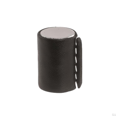 Pomo para mueble Läderknopp en cromo pulido con cuero negro