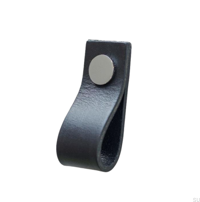 Tirador para mueble Loop Cuero Negro con Cromo