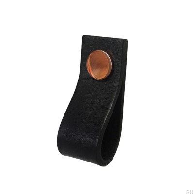 Tirador para mueble Loop Cuero Negro con Cobre