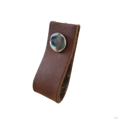 Tirador para mueble Loop Cuero Marrón con Cromo