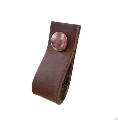 Tirador para mueble Loop Cuero Marrón con Cobre