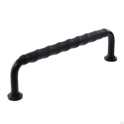 Tirador para mueble longitudinal LL 1353 96 Negro con cuero negro