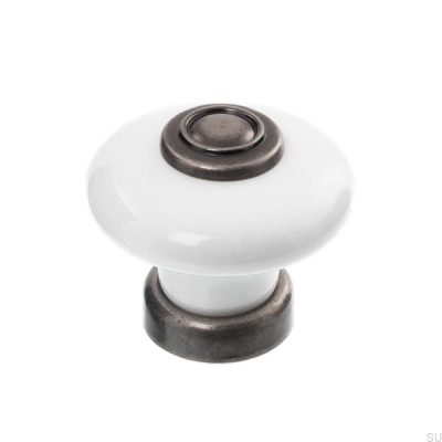 Pomo para mueble 3851 Porcelana con negro envejecido