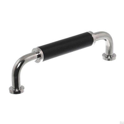 Tirador para mueble alargado 4820 96 Níquel pulido con negro